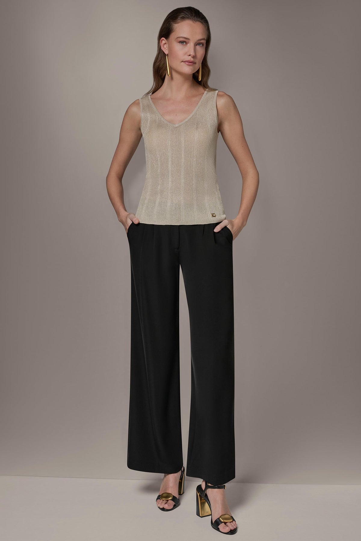 METALLIC RIBBED SWEATER TANK