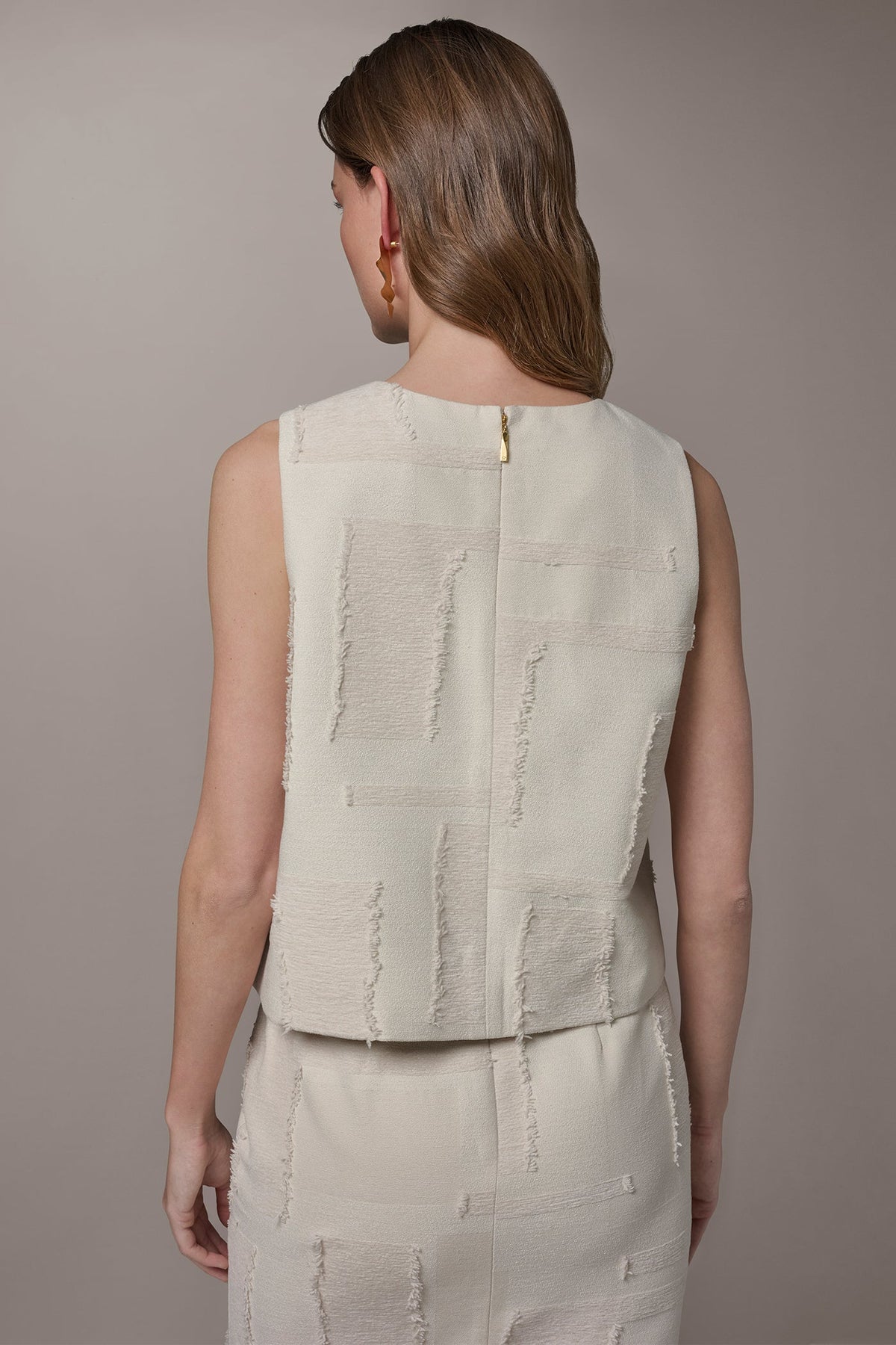 JACQUARD CROPPED BLOUSE
