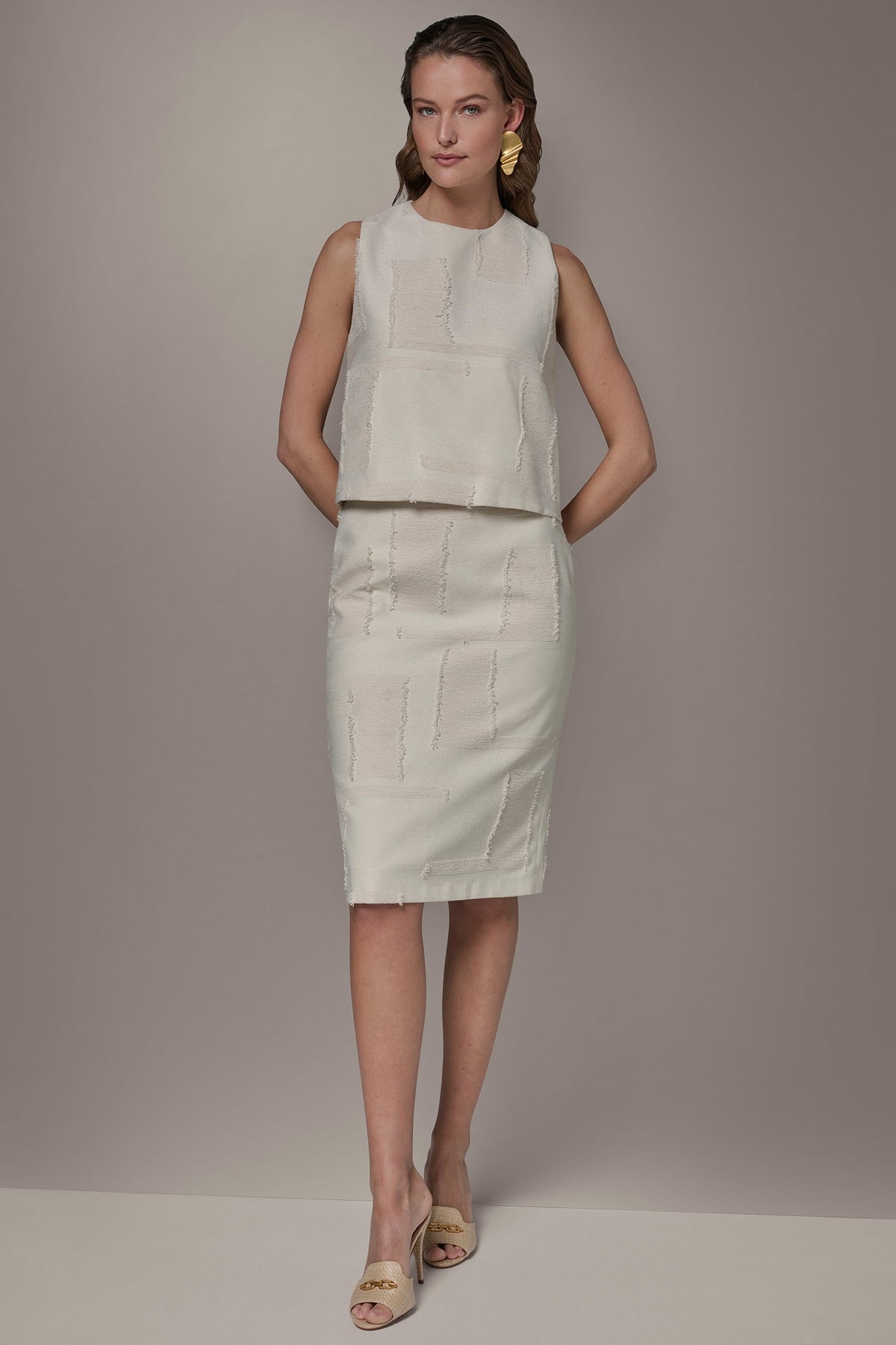 JACQUARD CROPPED BLOUSE