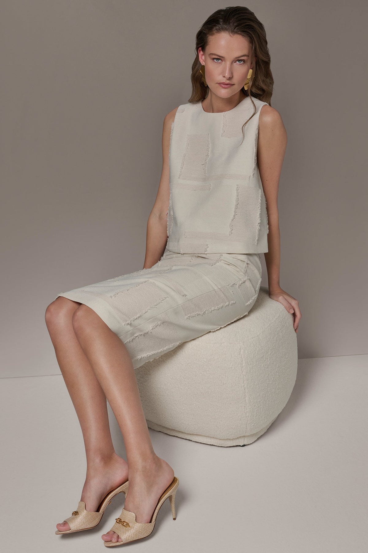JACQUARD CROPPED BLOUSE