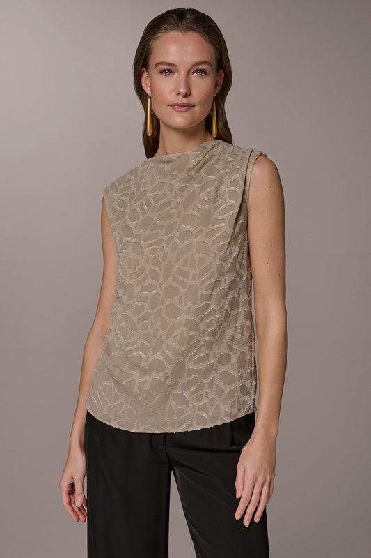 JACQUARD HIGH MOCK NECK BLOUSE