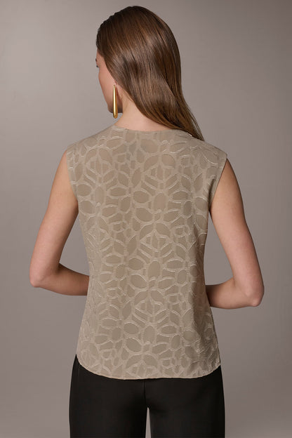 JACQUARD HIGH MOCK NECK BLOUSE