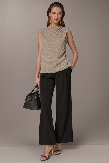 JACQUARD HIGH MOCK NECK BLOUSE