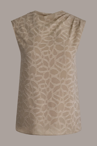 JACQUARD HIGH MOCK NECK BLOUSE